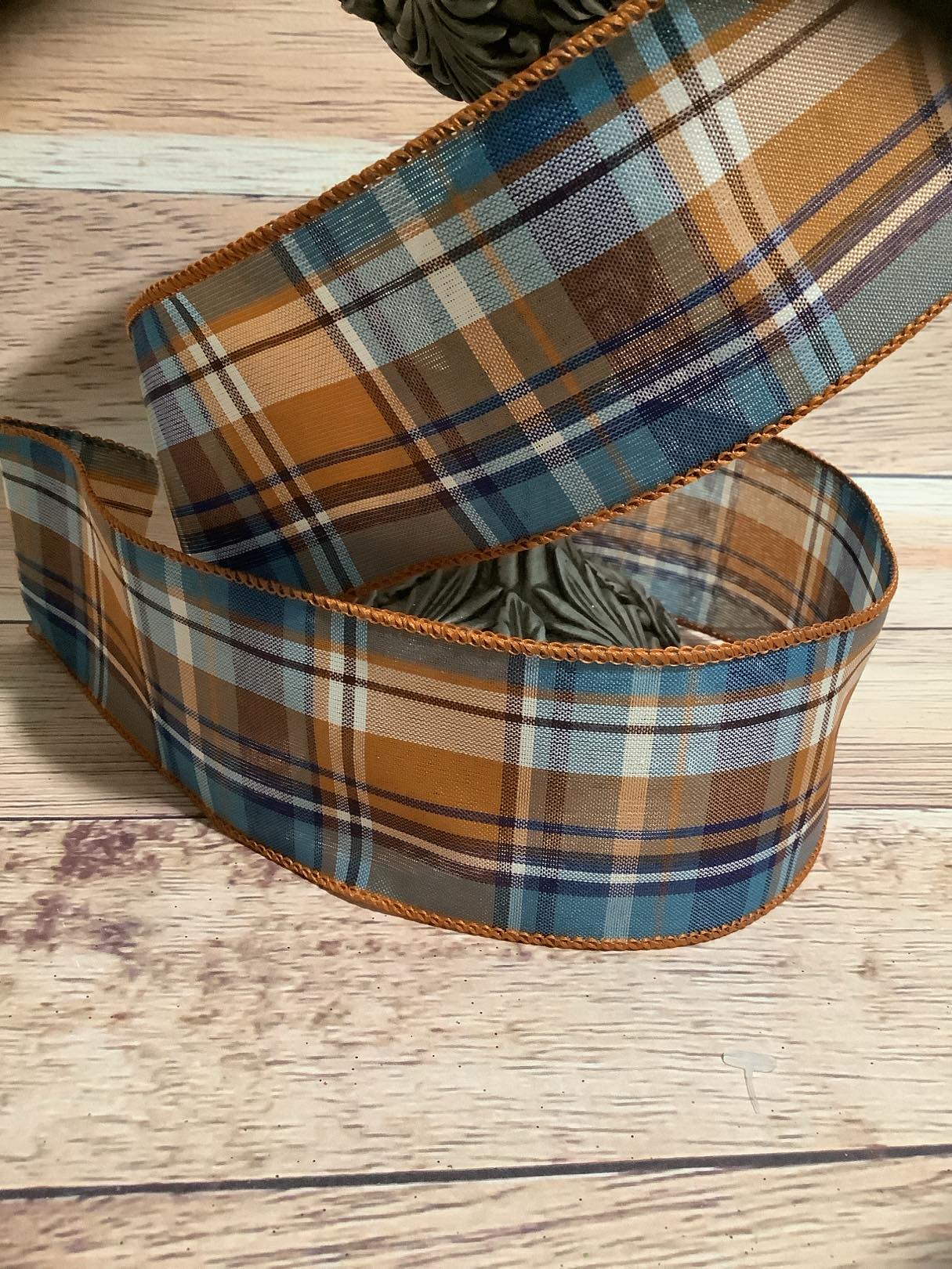 2.5" x 5 Yards Fall Plaid Print Wired Ribbon - Fall Ribbon - Ribbon For Bows, Wreaths And Home Decor