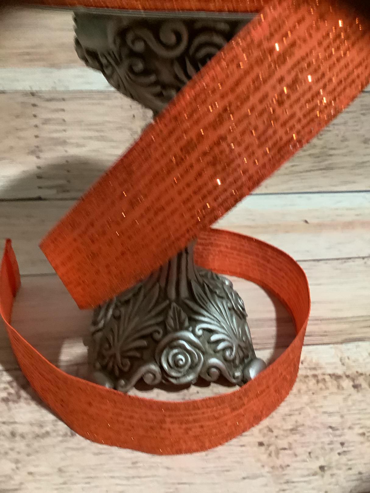 1.5" X 5 Yards Orange Wired Ribbon With Orange Glitter Stripes - Halloween Ribbon - Fall Ribbon