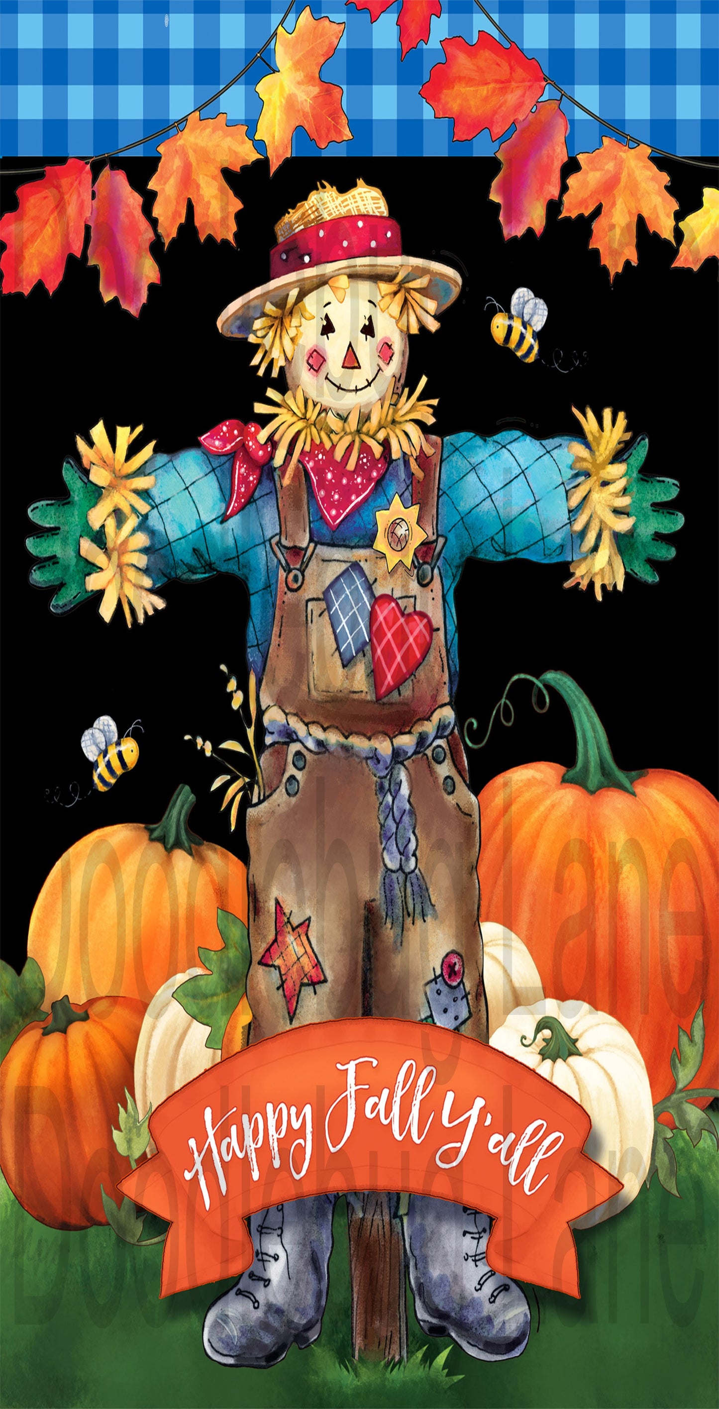 Fall Wreath Sign - Metal Wreath Sign - Happy Fall Yall - Scarecrow Wreath Sign - Pumpkin Sign