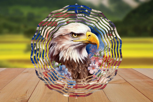 10 Inch Patriotic Eagle Wind Spinner - Eagle With American Flag - Patriotic Garden/Patio Decor