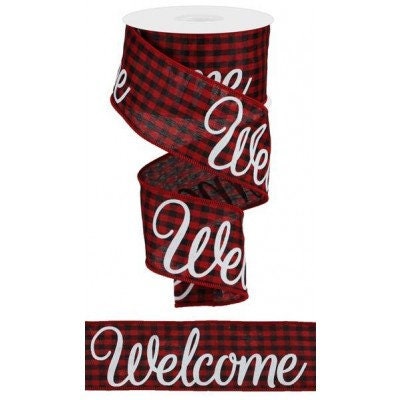 Wired Gingham Red and Black checked ribbon - Welcome ribbon - 2.5" x 10 yds - RGA1252MA