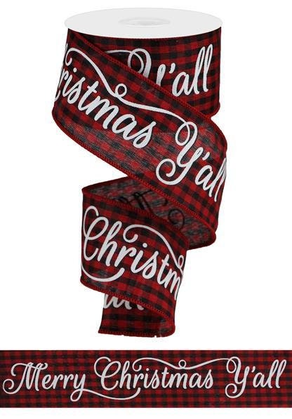 Wired Ribbon - Merry Christmas Y'all - Farmhouse - Buffalo Plaid - 2.5" x 10 yards - RGA1293MA