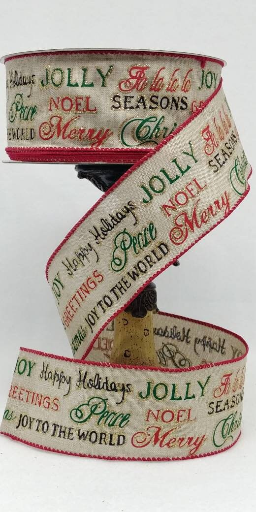 Wired Ribbon - Christmas Wired Ribbon - 2.5" x 5yds - Whimsical Ribbon - Christmas Decor - Floral Arrangement