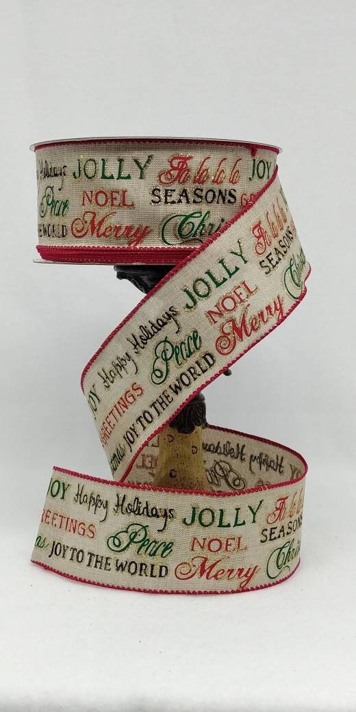 Wired Ribbon - Christmas Wired Ribbon - 2.5" x 5yds - Whimsical Ribbon - Christmas Decor - Floral Arrangement