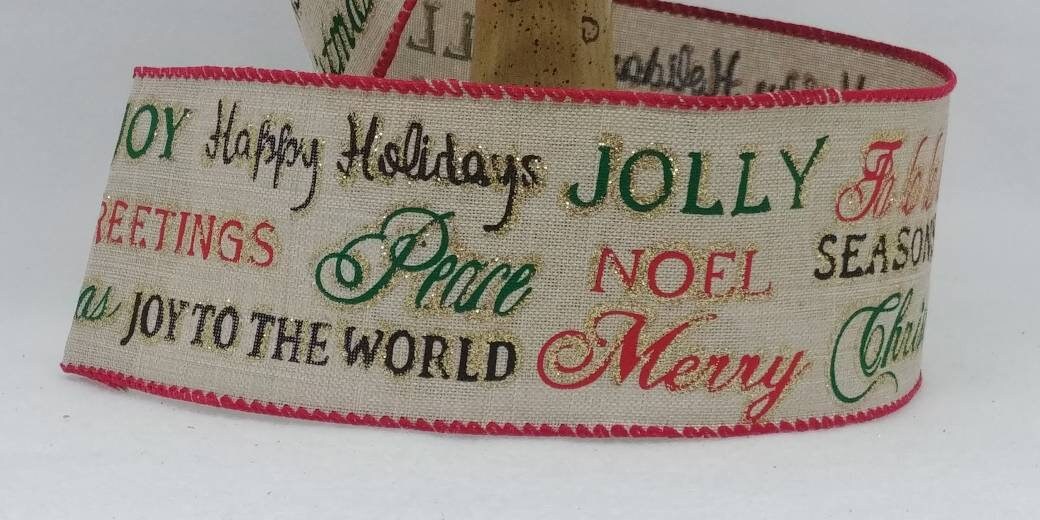 Wired Ribbon - Christmas Wired Ribbon - 2.5" x 5yds - Whimsical Ribbon - Christmas Decor - Floral Arrangement