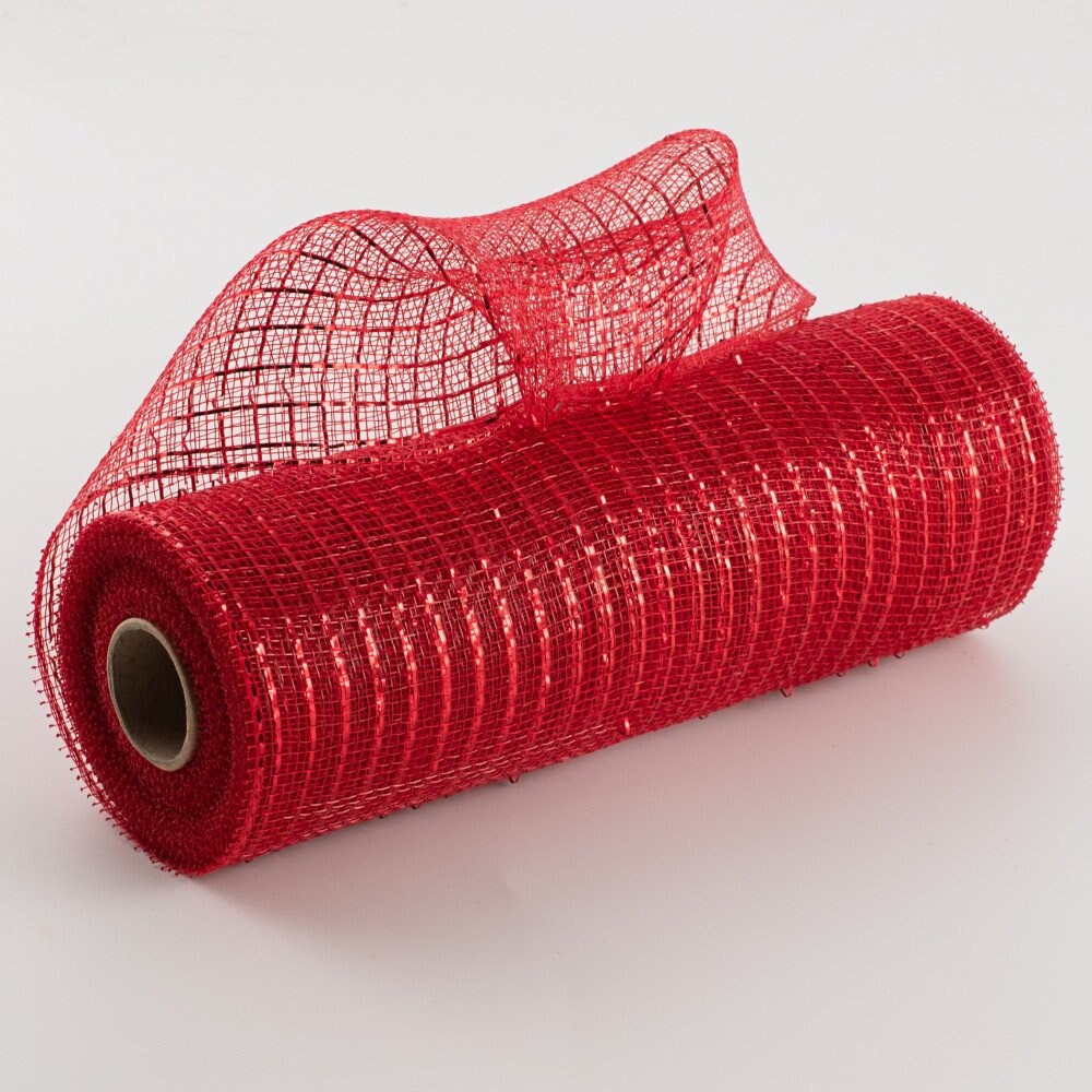 Poly Deco Mesh - Metallic Red Deco Mesh - 10" x 10 yards - RE130124