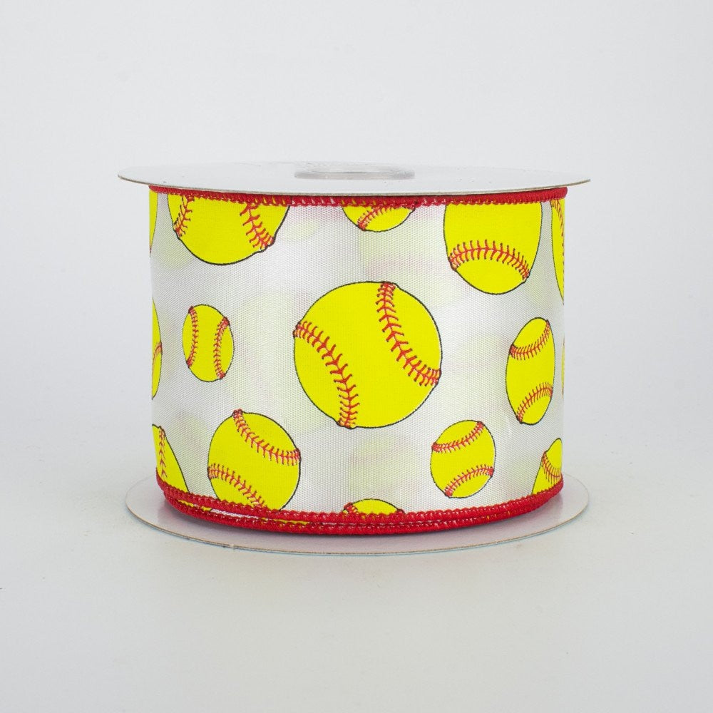 Wired Ribbon - Softball Ribbon- Sports Theme Ribbon - Softball Decor - 2.5" x 10yds - RG01815