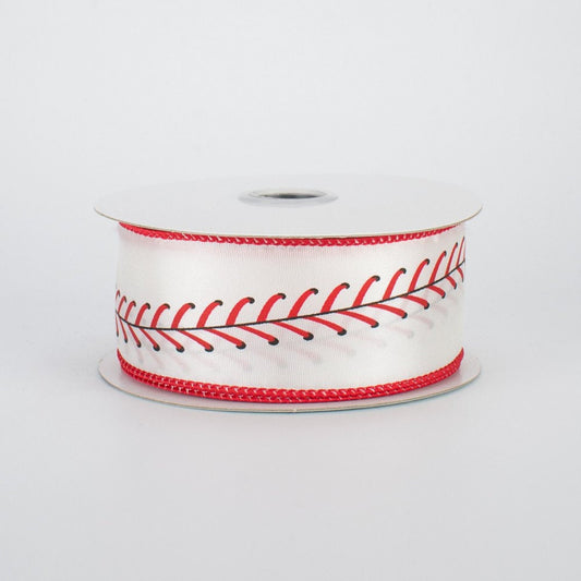 Wired Ribbon -  Baseball Stitching Ribbon - Baseball Decor - Sports Ribbon - Baseball Ribbon - RG1798