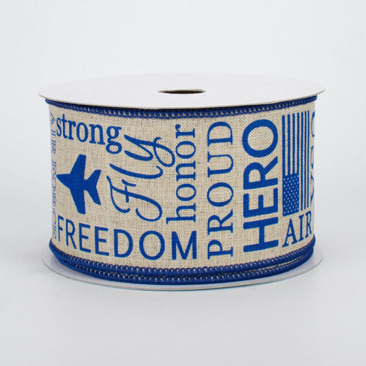 Wired Ribbon - Air Force Ribbon - Air Force Decor - Military Decor - Military Ribbon - Patriotic Ribbon - RG01900AJ - 2.5 " x 10yds