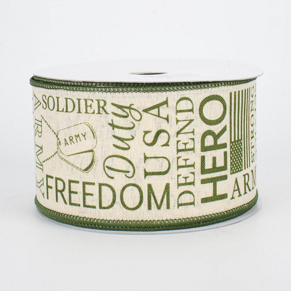 Wired Ribbon - Army Ribbon - US Army Decor - Army Decor - Military Ribbon - Military Decor - 2.5" x 10 yds - RG0182J5