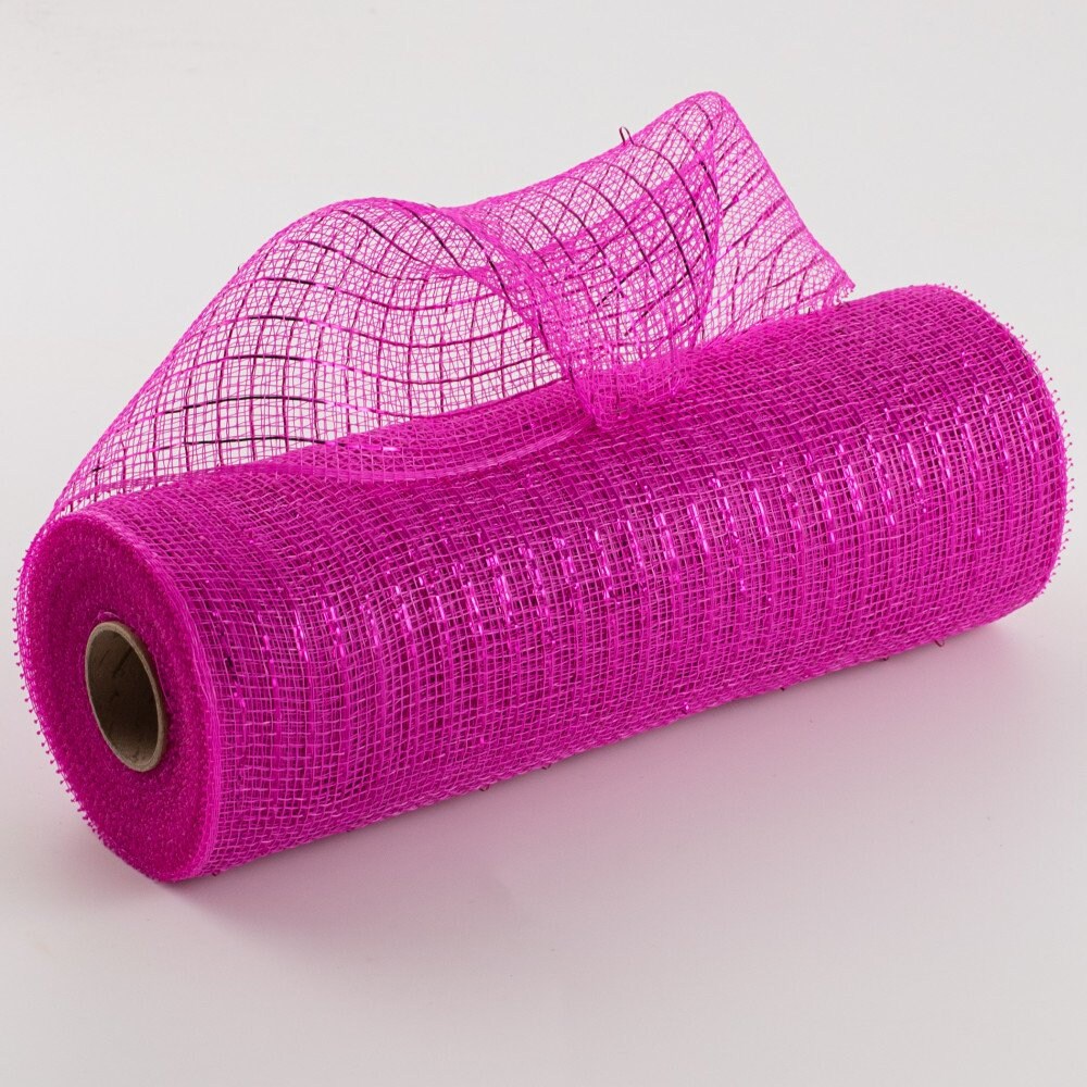 Poly Deco Mesh - Metallic Hot Pink - 10" x 10 yards - RE130111