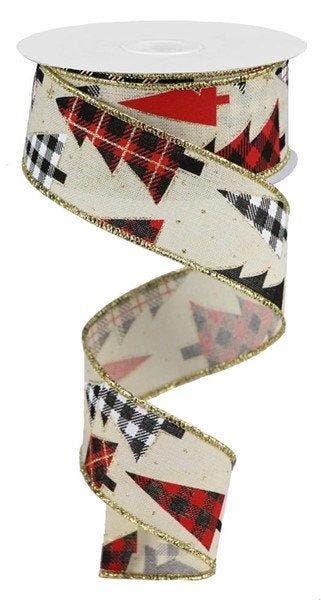 Wired Ribbon - Christmas Ribbon - Christmas Tree Ribbon - Buffalo Plaid Christmas Tree - RGB1056C2 - RGB10573K