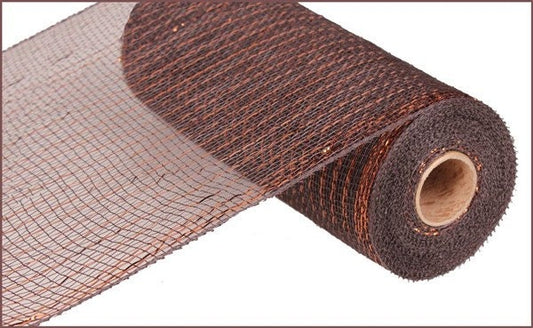 Metallic Value Mesh - Chocolate With Copper Foil - 10" x 10 yards - RE8001E2 - Fall Mesh - Thanksgiving Mesh