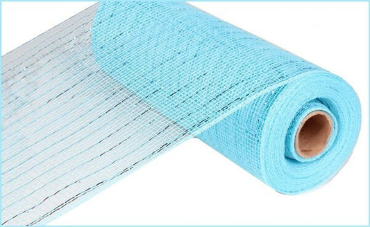 Metallic Value Mesh - Turquoise with Turquoise Foil - 10" x 10 yards - RE800144 - Sping Mesh - Easter Mesh - Winter Wonderland