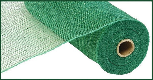 Metallic Value Mesh - Emerald Green With Emerald Foil - 10" x 10 yards - RE800106 - Christmas Mesh - St. Patricks Day Mesh - Halloween Mesh