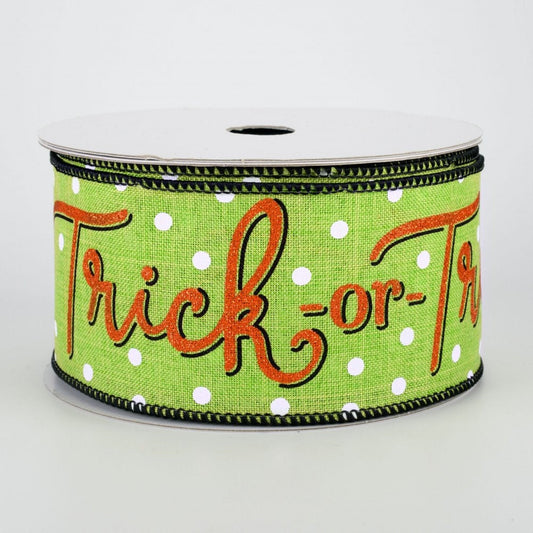 Wired Ribbon - Trick or Treat Ribbon - 2.5" x 10 yards - Halloween Ribbon - Polka Dot Ribbon - Halloween Wreath Decor - RGA1340E9