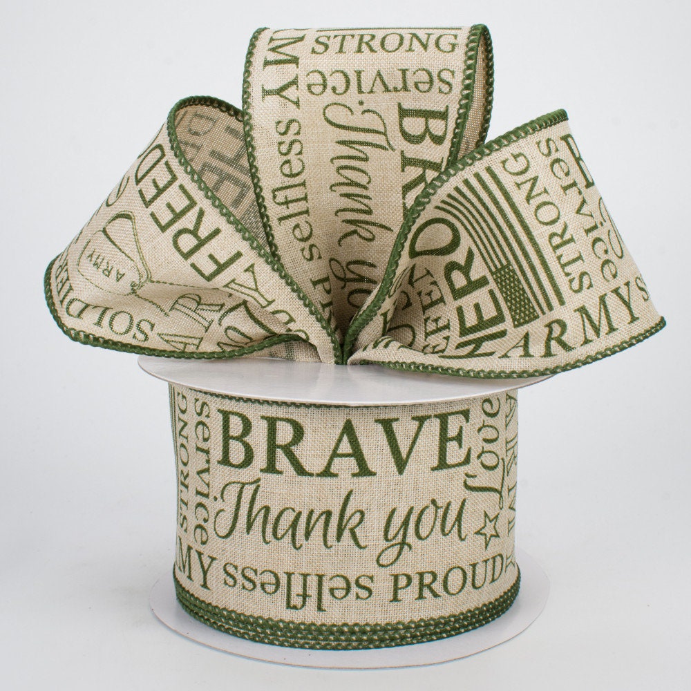 Wired Ribbon - Army Ribbon: Army Green - Patriotic Ribbon - Military Ribbon - Army Ribbon - 2.5" x 10 yards - RG01822J4 - Support Ribbon