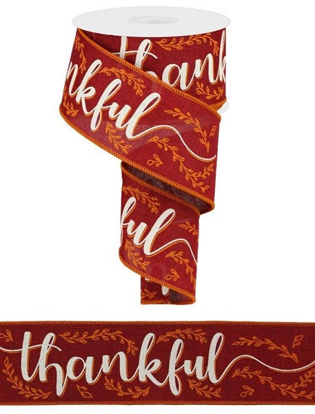 Wired Ribbon - Fall Ribbon - Thankful On Royal - Fall Wreath - 2.5" x 10 yards - RGA118005 - Fall Decor