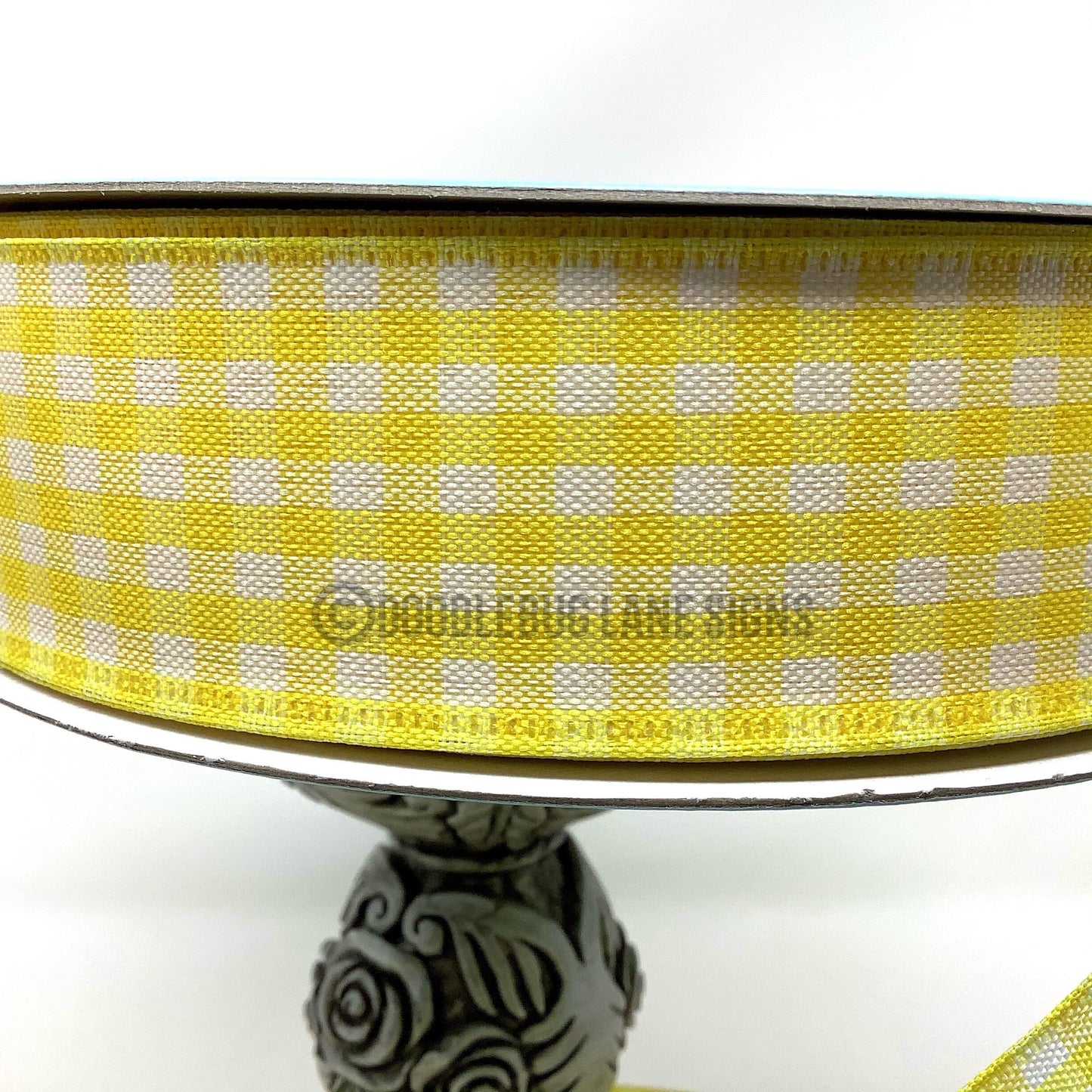 Wired Ribbon - Farmhouse Ribbon - Rustic Ribbon - Yellow And White Gingham - 1.5” x 5 yards - All Occasion Ribbon