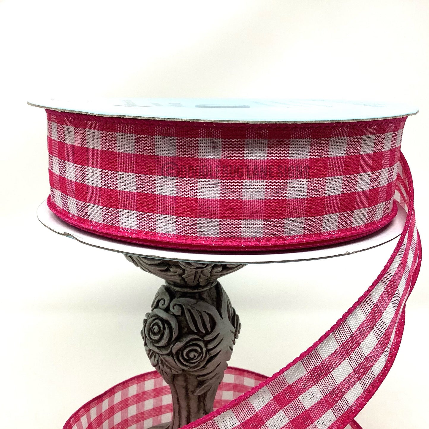 Wired Ribbon - Spring Ribbon - Easter Ribbon - Farmhouse Ribbon - Dark Pink And White Gingham - 1.5” x 5 yards - All Occasion Ribbon