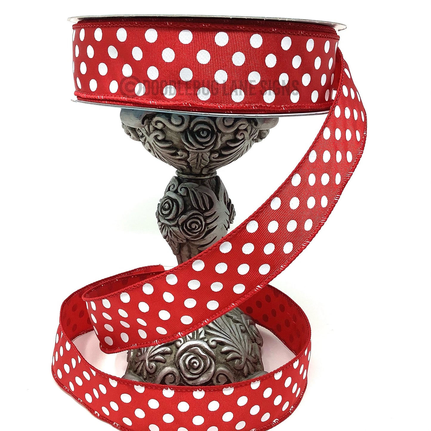 Wired Ribbon - Red And White Polka Dot - Farmhouse Ribbon - Valentines Day Ribbon - Patriotic Ribbon - 1.5” x 5 yards