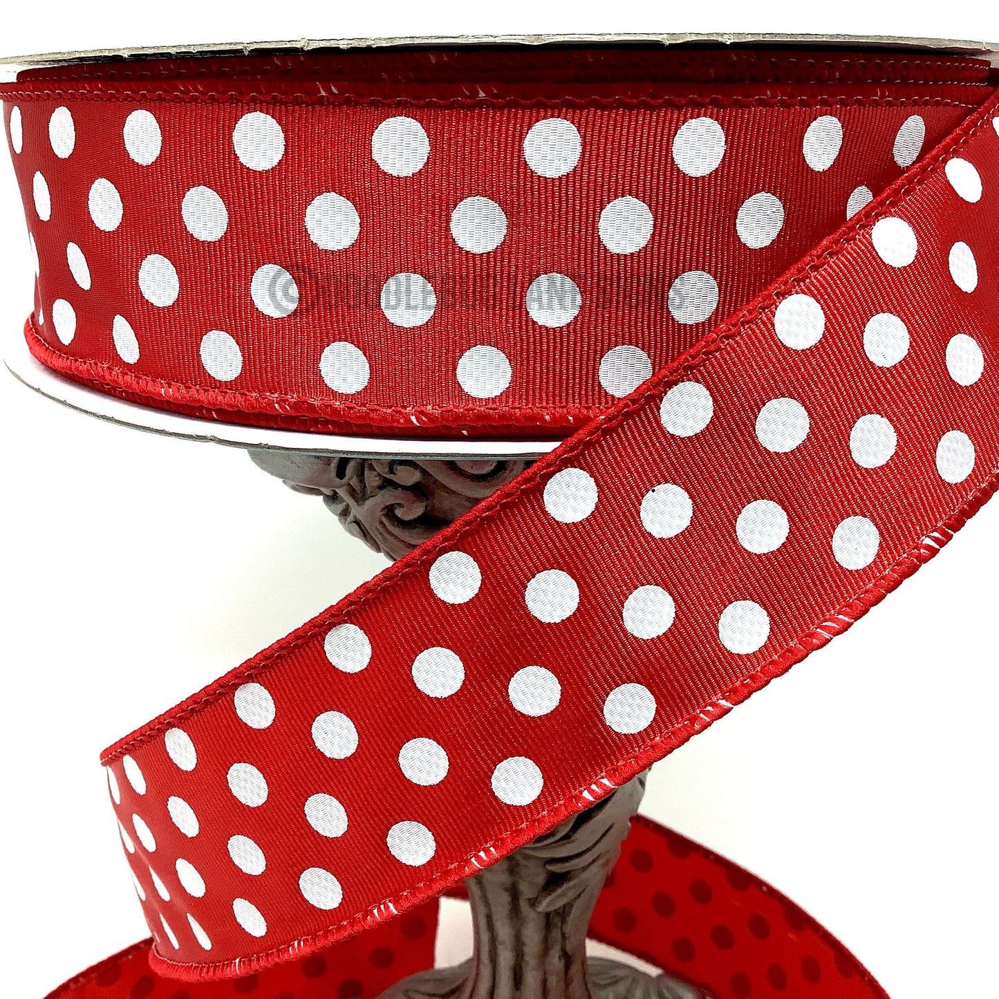 Wired Ribbon - Red And White Polka Dot - Farmhouse Ribbon - Valentines Day Ribbon - Patriotic Ribbon - 1.5” x 5 yards