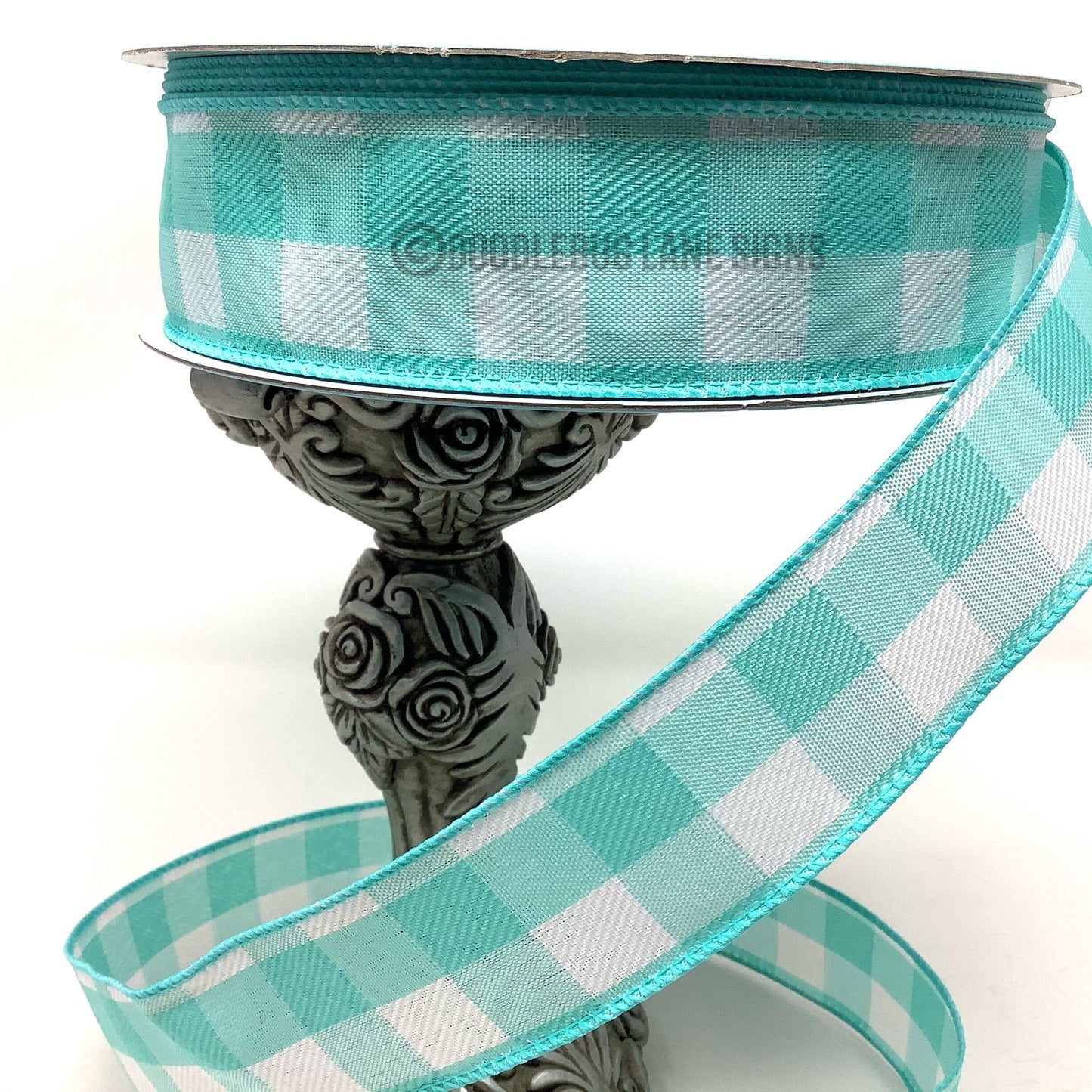 Wired Ribbon - Teal And White Plaid Ribbon - 1.5” x 5 yards - Spring Ribbon - Easter Ribbon - All Occasion Ribbon