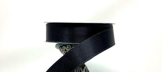 Wired Ribbon - Black Satin Ribbon - All Occasion Ribbon - 1.5” x 5 yards