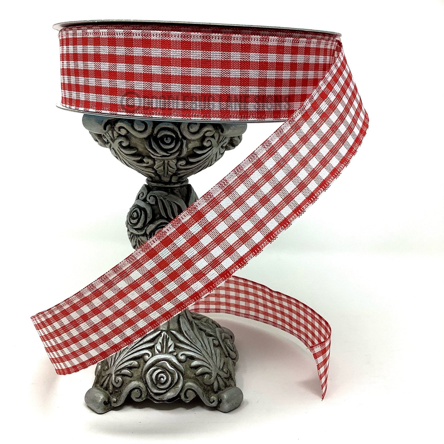 Wired Ribbon - Farmhouse Ribbon - Rustic Ribbon - Red And White Gingham - 1.5” x 5 yards - All Occasion Ribbon