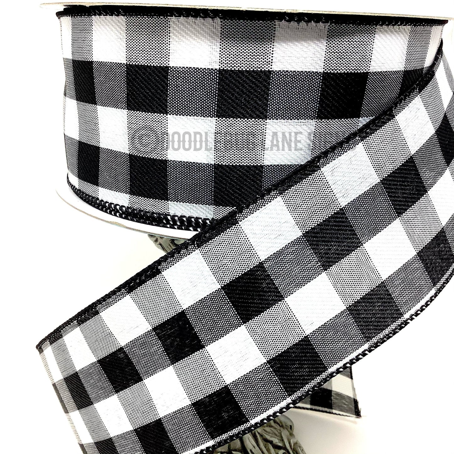 Wired Ribbon - Black And White Plaid Ribbon - 2.5” x 5 yards - Farmhouse Ribbon - All Occasion Ribbon