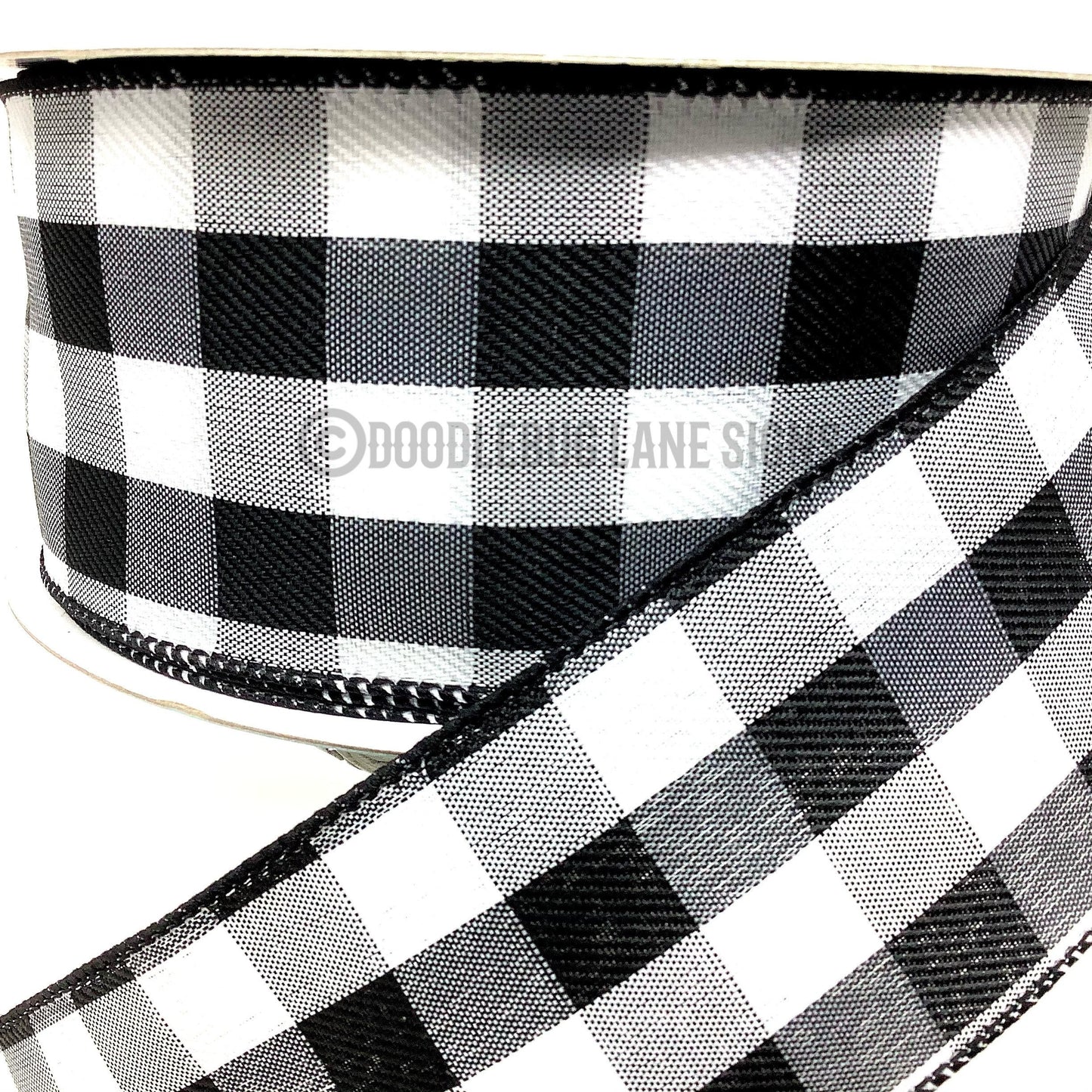 Wired Ribbon - Black And White Plaid Ribbon - 2.5” x 5 yards - Farmhouse Ribbon - All Occasion Ribbon