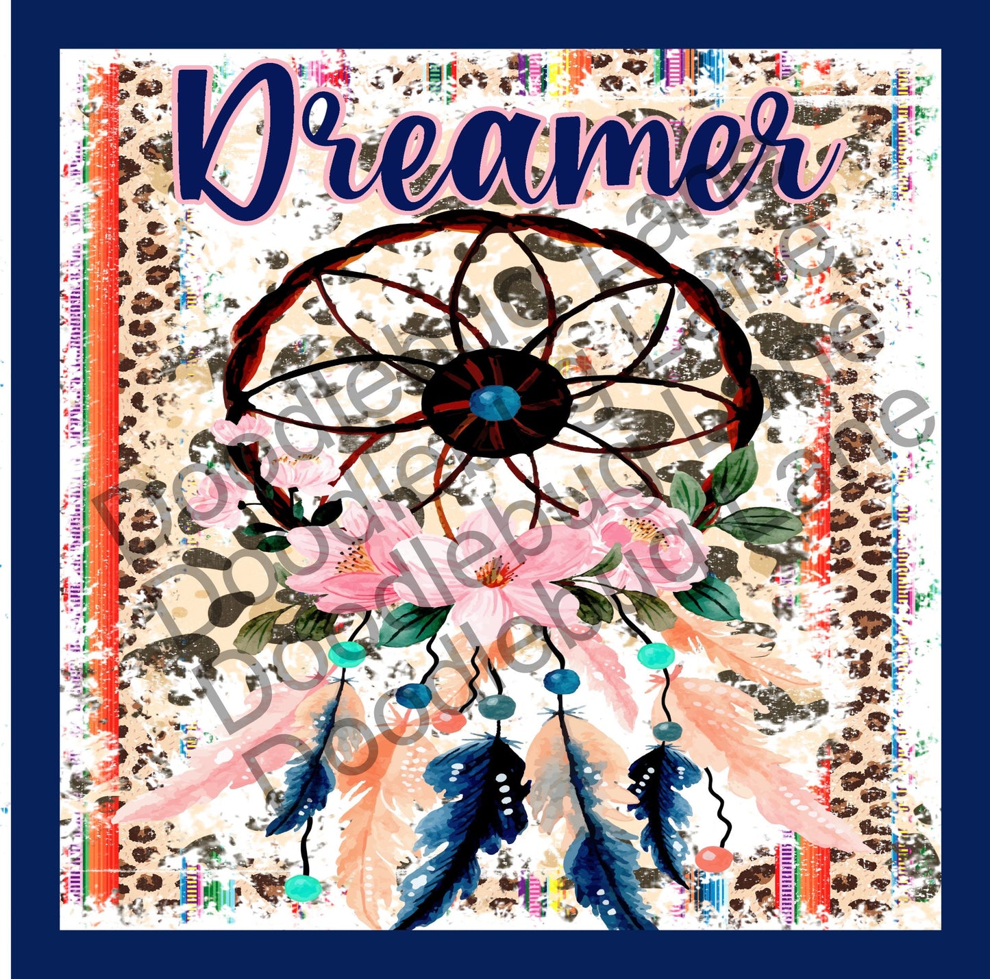 Dreamcatcher Wreath Sign -Metal Wreath Sign - Blue Dreamcatcher - Dreamcatcher - Square Sign