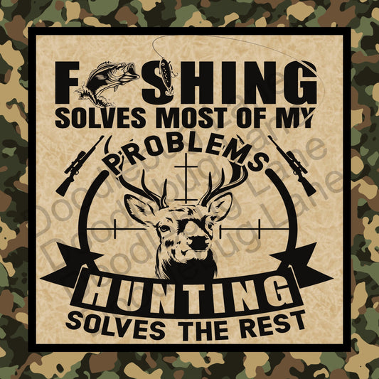 Fishing - Hunting Sign - Man Cave Sign - Fathers Day Sign - Metal Wreath Sign - Deer Sign - Square Sign