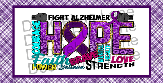 Fight Alzheimers - Alzheimer Awareness - Alzheimer Wreath Sign - Metal Wreath Sign - Purple Plaid