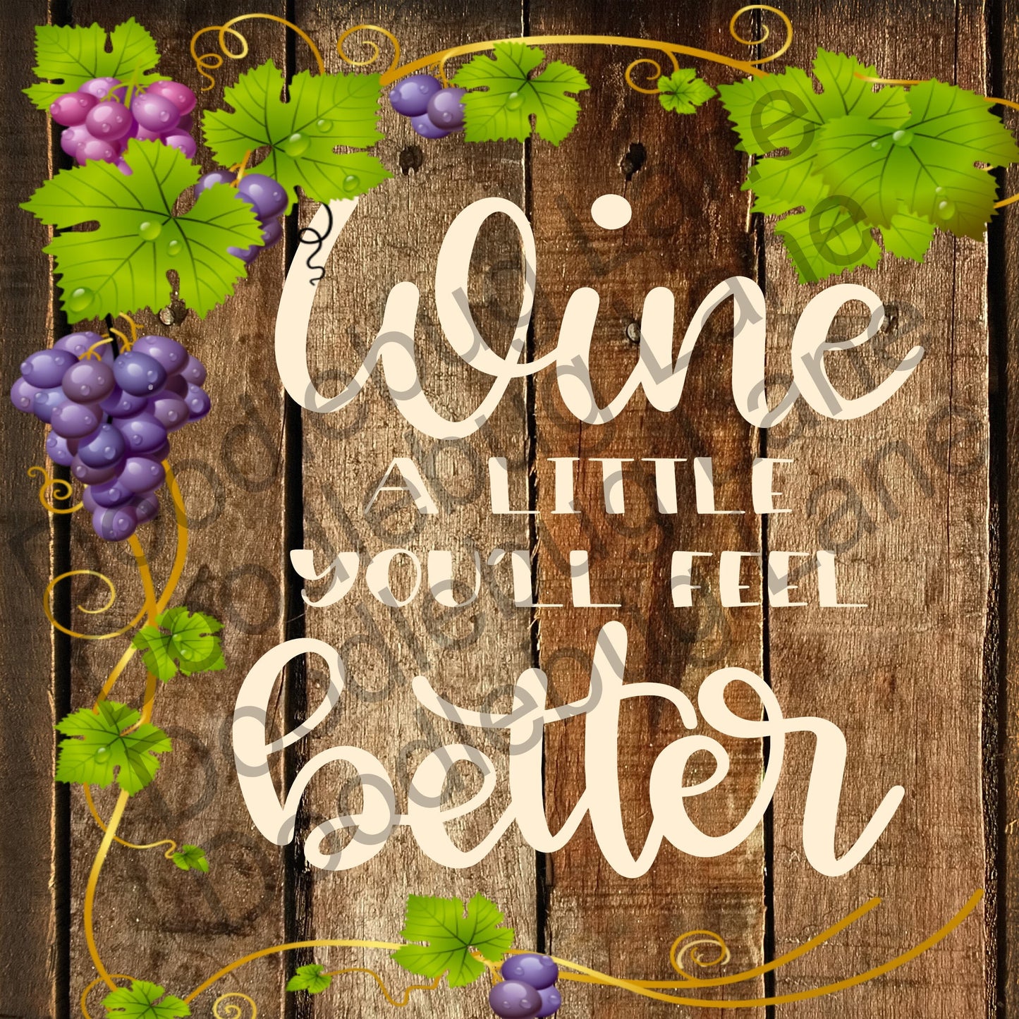 Metal Wreath Sign - Wine A Little You'll Feel Better - Wine Sign- Faux Wood - Square Sign