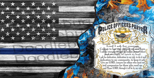 Police Officers Prayer-Law Enforcement Appreciation-Thin Blue Line-Metal Wreath Sign-Back The Blue-Rectangle Sign