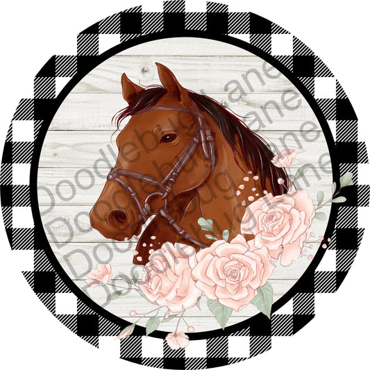 Horse Wreath Sign - Everyday Wreath Decor - Derby Horse - Farm Animals - Metal Wreath Sign