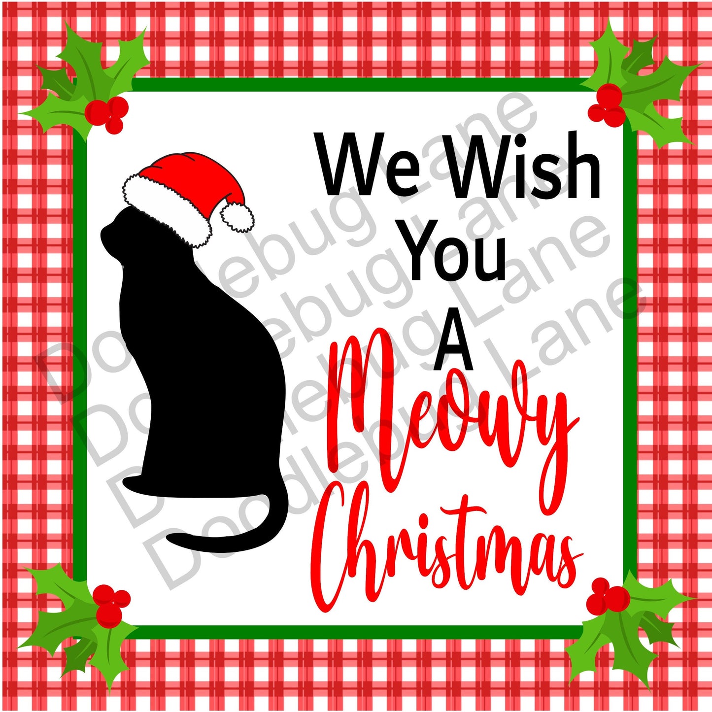 Christmas Wreath Sign - Metal Wreath Sign - Cat Christmas Sign - Pet Christmas Decor - We Wish You A Meowy Christmas