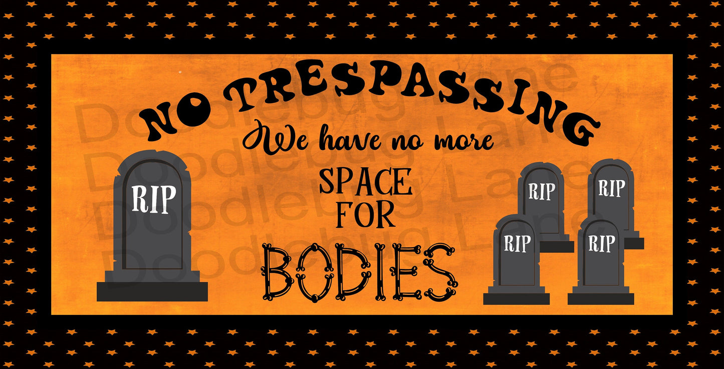 Halloween Sign-Halloween Wreath Decor-No Trespassing-Rectangle Sign-Metal Wreath Sign-Orange And Black