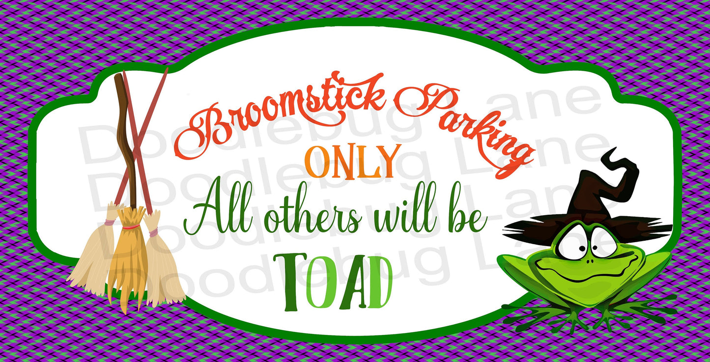 Halloween Sign-Witches Broom-Toad Frog-Halloween Wreath Sign-Purple And Green-Rectangle Sign - Metal Wreath Sign