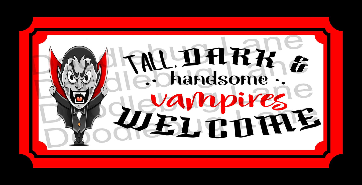 Halloween Sign-Vampire Sign-Vampires Welcome-Halloween Wreath Sign- Vampires Welcome-Rectangle Sign-Metal Wreath Sign