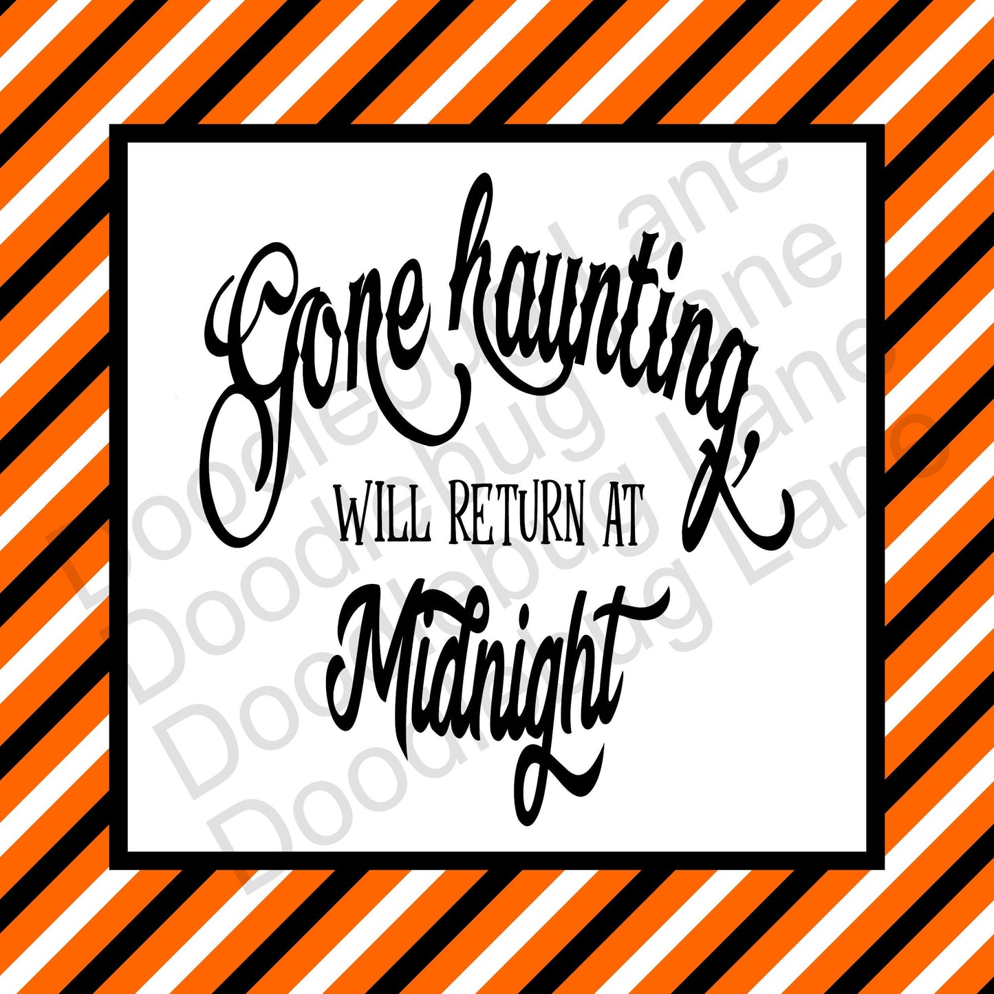 Halloween Sign-Gone Haunting Return At Midnight-Halloween Wreath Sign-Ghost Sign-Square Sign-Metal Wreath Sign