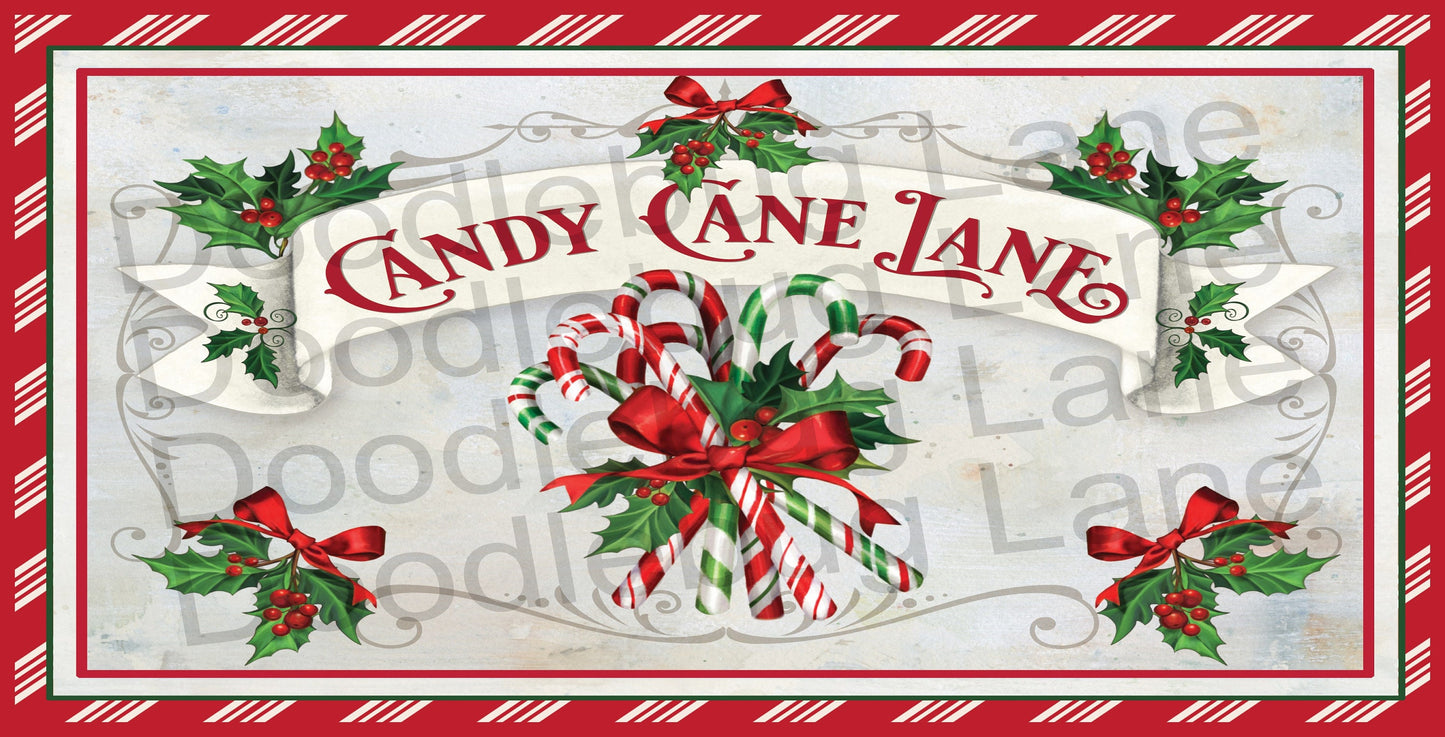 Christmas Wreath Sign - Candy Cane Lane - Peppermint Candy - Christmas Decor - Metal Wreath Sign