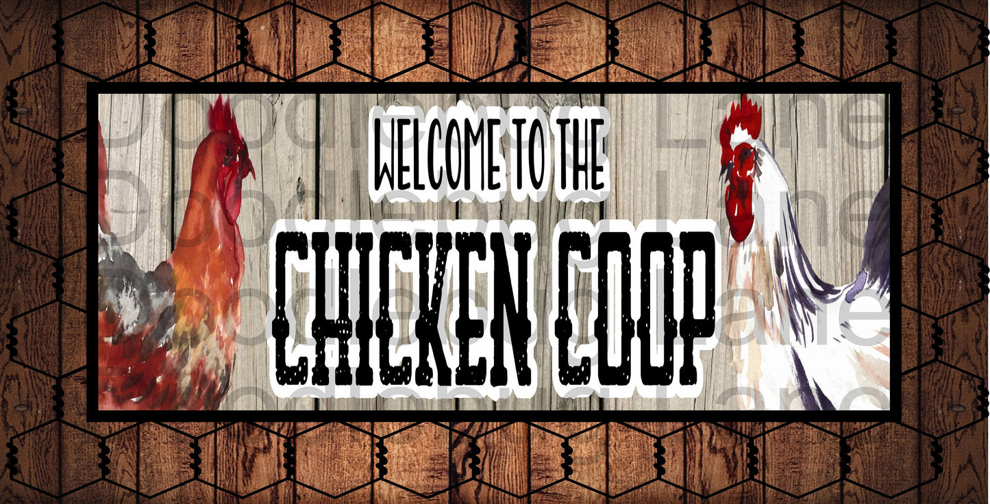 Farmhouse Sign-Welcome To The Coop-Metal Wreath Sign-Farmhouse Wreath Decor-Rooster Sign-Welcome Sign-Rectangle Sign