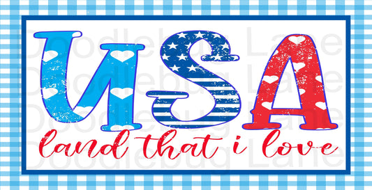 Patriotic Wreath Sign-Land That I Love-Metal Wreath Sign-Blue And White-USA- Stars And Stripes-Rectangle Sign