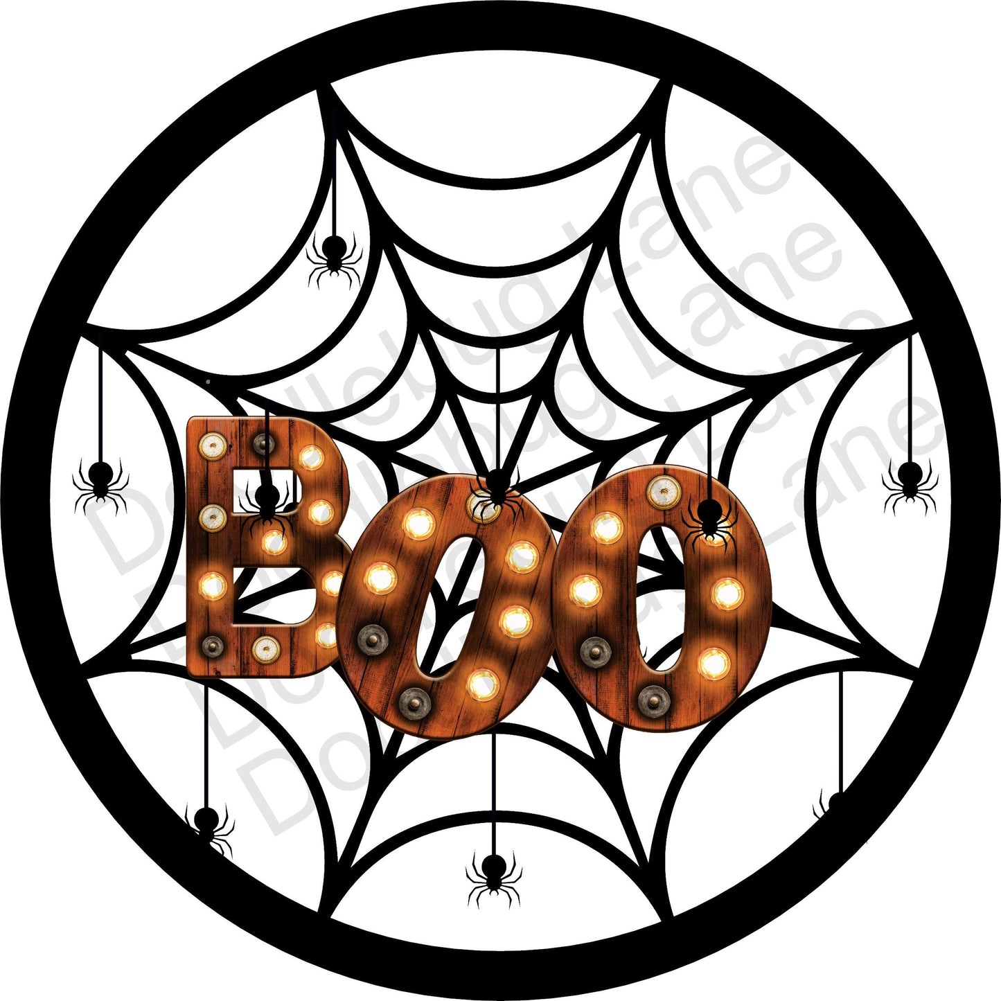 Halloween Wreath Sign - Boo Sign - Spiderweb Sign - Metal Wreath Sign - Round Sign