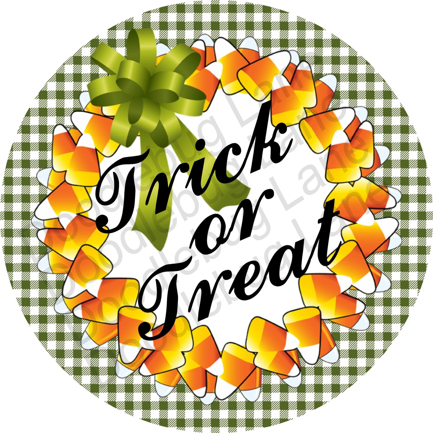 Halloween Sign-Trick Or Treat-Halloween Wreath Decor-Metal Wreath Sign-Candy Corn Sign-Round Sign