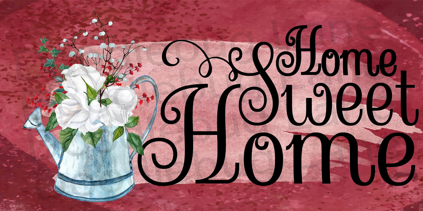 Metal Wreath Sign - Home Sweet Home -Watering Can - Floral Sign - Everyday Wreath Sign - Rectangle Sign