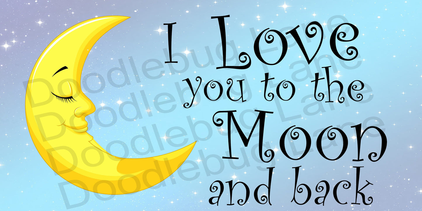 Metal Wreath Sign - I Love You To The Moon and Back - Moon And Stars Sign - Nursery Sign -  Rectangle Sign