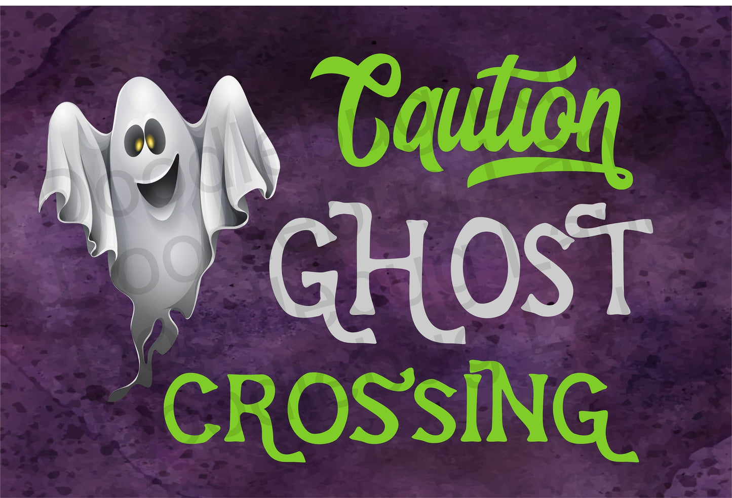 Halloween Wreath Sign - Caution Ghost Crossing - Halloween Decor - Metal Wreath Sign - Rectangle Sign